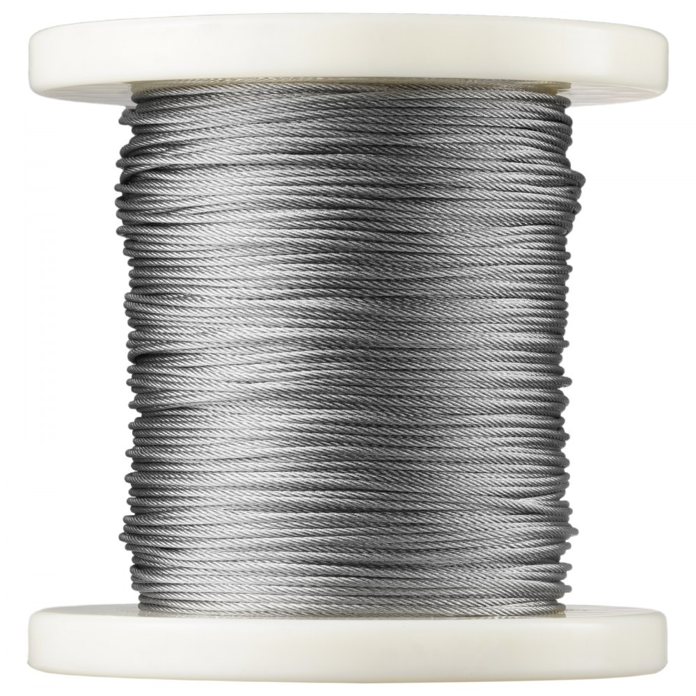 VEVOR 1/16 Wire Rope Kit, 304 Stainless Steel Cable with 80 Sleeves and 20 Thimbles, 7x7 Strands Construction Marine Aircraft Grade for Handrail Decking Garden Fence Clothes Line