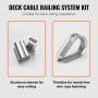 VEVOR 1/16 Wire Rope Kit, 304 Stainless Steel Cable with 80 Sleeves and 20 Thimbles, 7x7 Strands Construction Marine Aircraft Grade for Handrail Decking Garden Fence Clothes Line