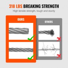 VEVOR 1/16 Wire Rope Kit, 304 Stainless Steel Cable with 80 Sleeves and 20 Thimbles, 7x7 Strands Construction Marine Aircraft Grade for Handrail Decking Garden Fence Clothes Line