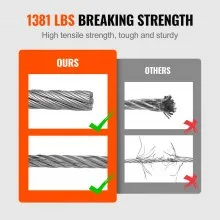 VEVOR T316 Deck Railing Cable, 1/8" Stainless Steel Wire Rope 300 ft with Cutter Kit, 7x7 Strands Construction Marine Aircraft Grade for Handrail Stair Decking Fence Outdoors