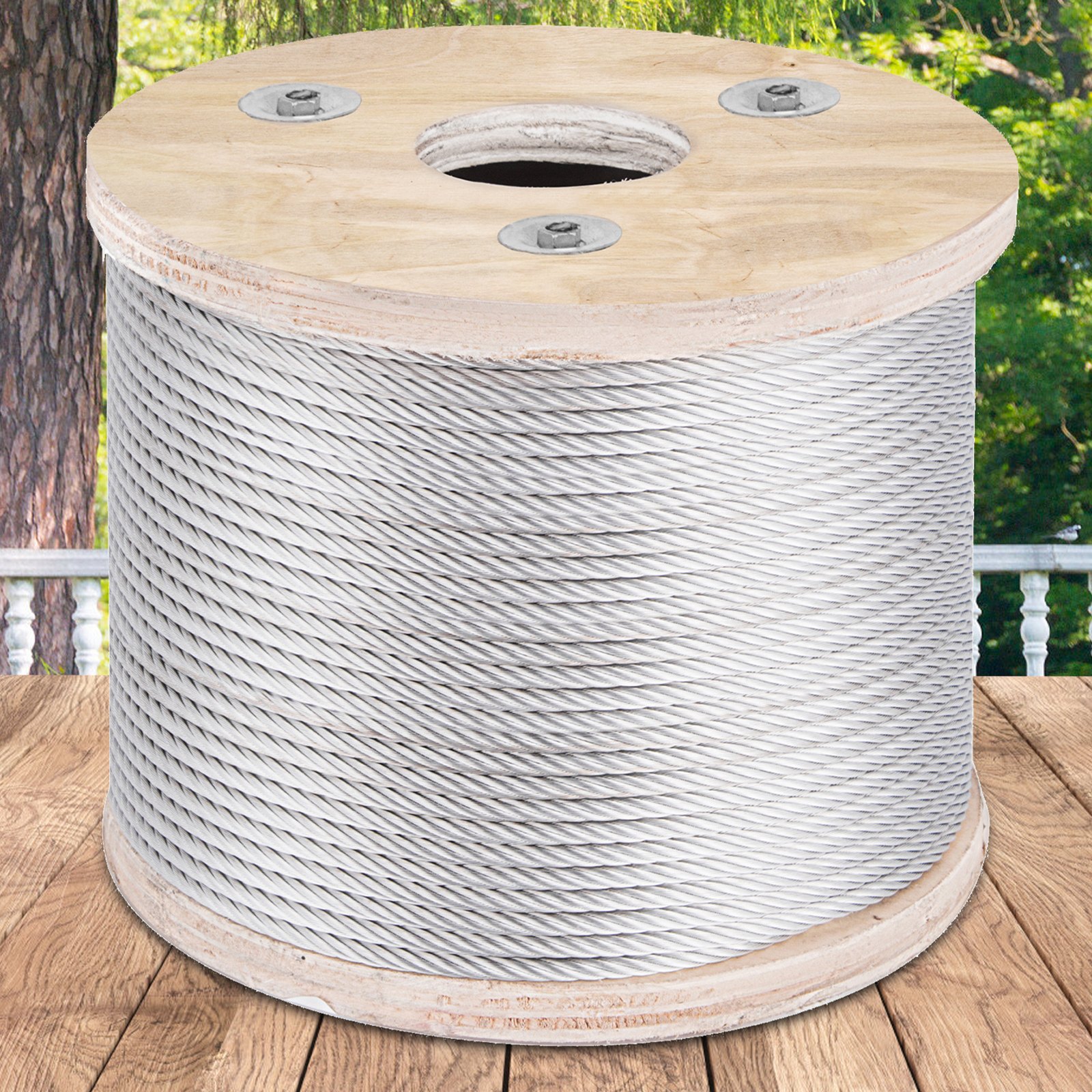 VEVOR 304 Stainless Steel Cable 4.76mm 7 X 19 Steel Wire Rope 7620cm Steel Cable for Railing Decking DIY Balustrade