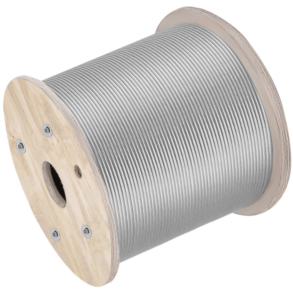 VEVOR 6.4 mm Stainless Steel Cable 61 m, 7 X 19 Steel Wire Rope Marine Grade Braided Aircraft Cable for Deck Rail Balusters Stair Handrail Porch Fence