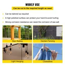 VEVOR 304 Stainless Steel Cable 1/4 Inch 7 X 19 Steel Wire Rope 200Feet Steel Cable for Railing Decking DIY Balustrade(1/4 Inch-200Feet)