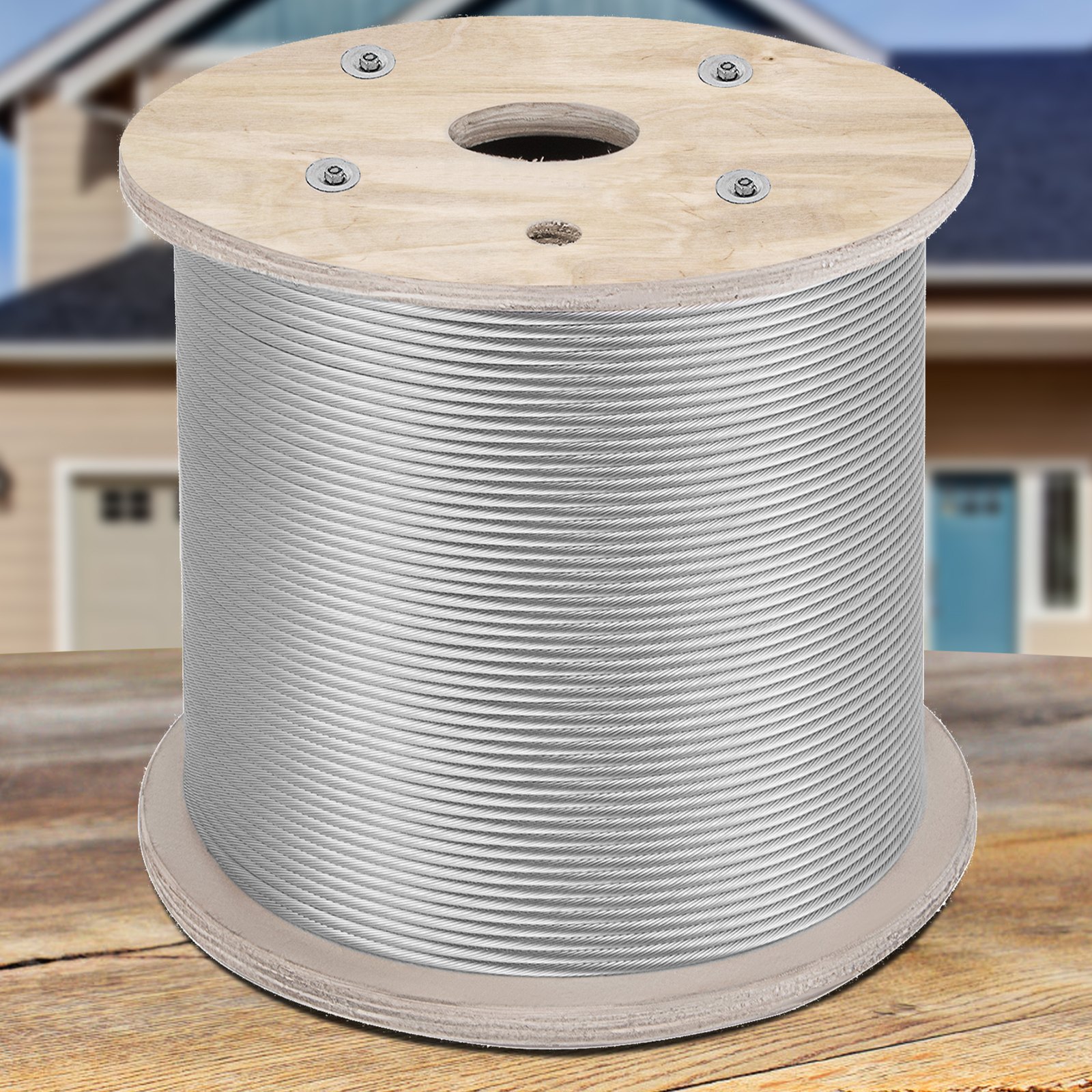 VEVOR 1/4" Stainless Steel Cable 200FT, T304 7x19 Tighter Core Cable Railing System Wire Rope Aircraft Deck Railing Kit Fence Wire