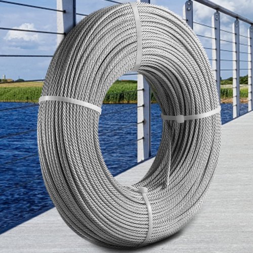 VEVOR Stainless Steel Cable Railing 1/8"x 100ft, Wire Rope 316 Marine Grade, Braided Aircraft Cable 7x7 Strands Construction for Deck,Rail,Balusters,Stair,Handrail,Porch,Fence