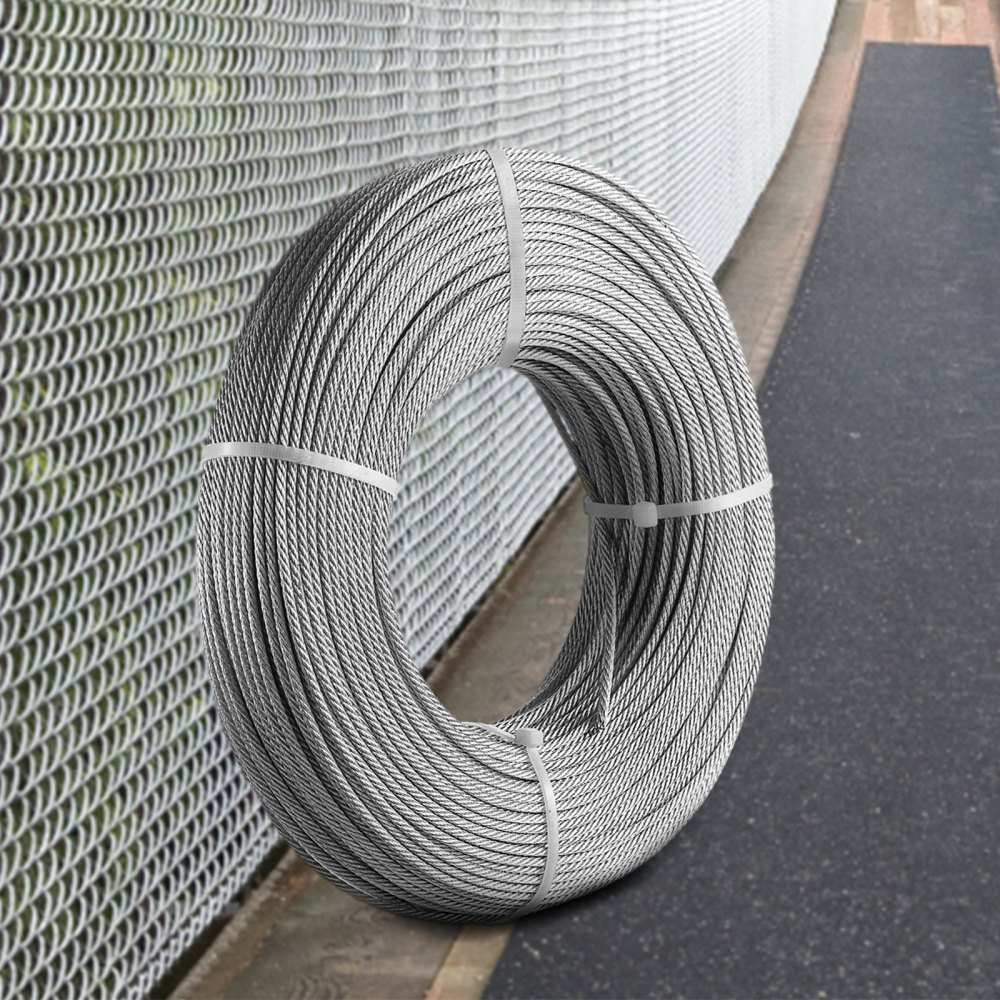 VEVOR 61M 316 Stainless Steel Cable Wire Rope Cable, 3.2MM, 7x7