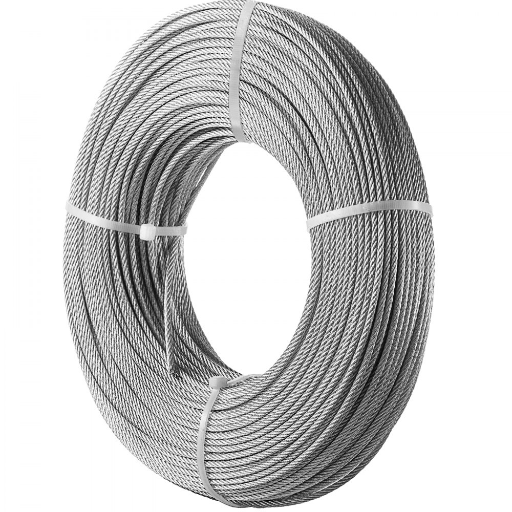 VEVOR 61M 316 Stainless Steel Cable Wire Rope Cable, 3.2MM, 7x7