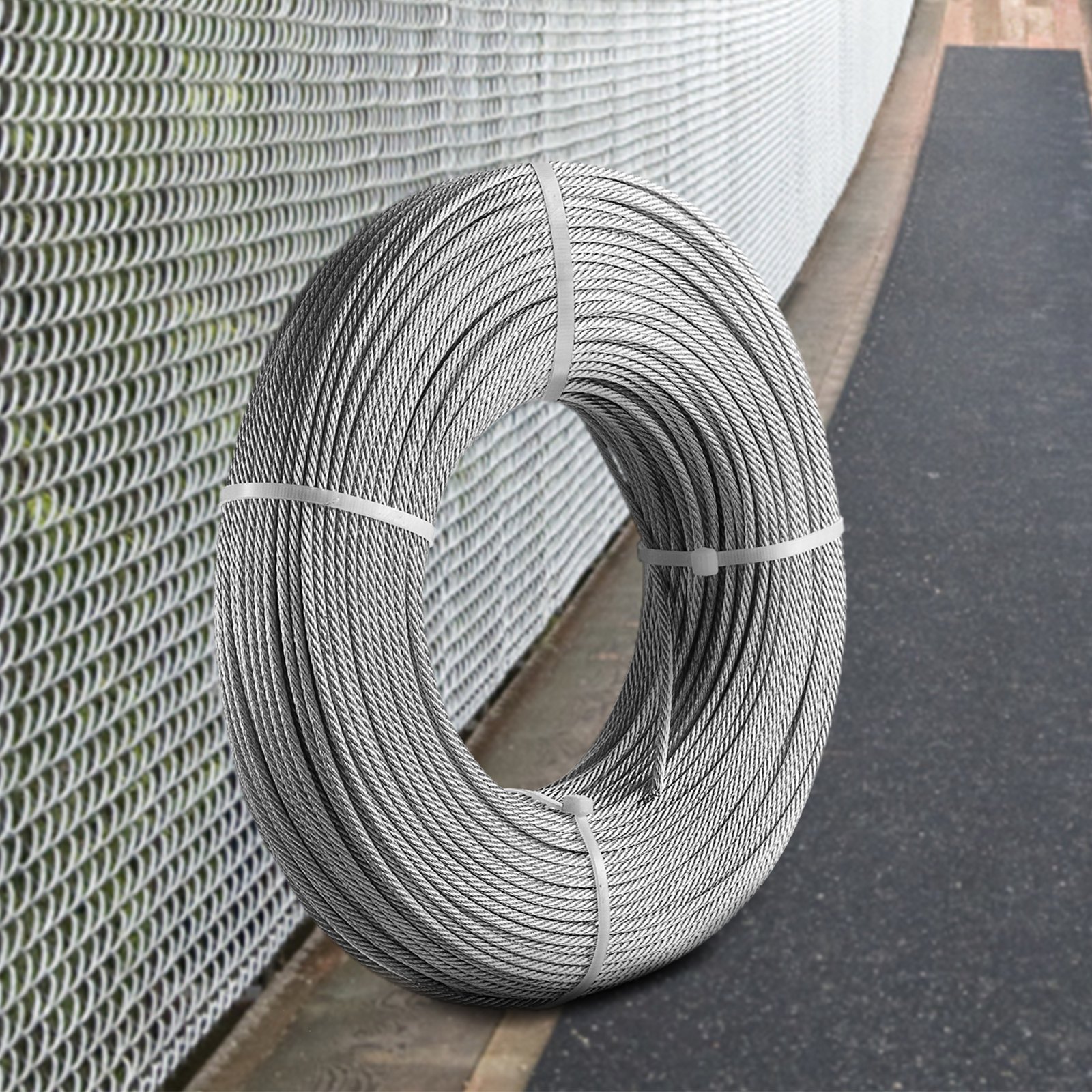 VEVOR 61M 316 Stainless Steel Cable Wire Rope Cable, 3.2MM, 7x7