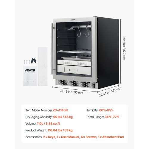 VEVOR 99 LBS Dry Aging Fridge for Steaks, Dry Ager Refrigerator