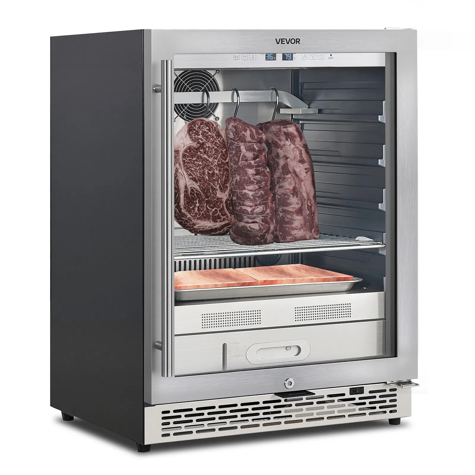 VEVOR 99 LBS Dry Aging Fridge for Steaks, Dry Ager Refrigerator for Meat with Precise Temperature & Humidity Control, Freestanding & Under Counter Beef Aging Machine for Home Kitchen Restaurant Hotel