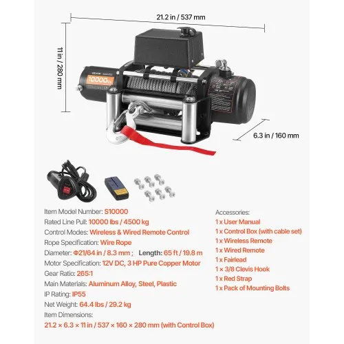 Elektriline autovints 12V, 4500 kg (19,8 m tross) — pilt 7