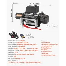 VEVOR Electric Winch, 10000 lbs Load Capacity, 12V DC Truck Winch with Φ21/64 in x 65 ft Steel Rope, Wireless & Wired Remote Control, IP55 Waterproof for Towing SUV Jeep Trailer Boat Off-Road Vehicle