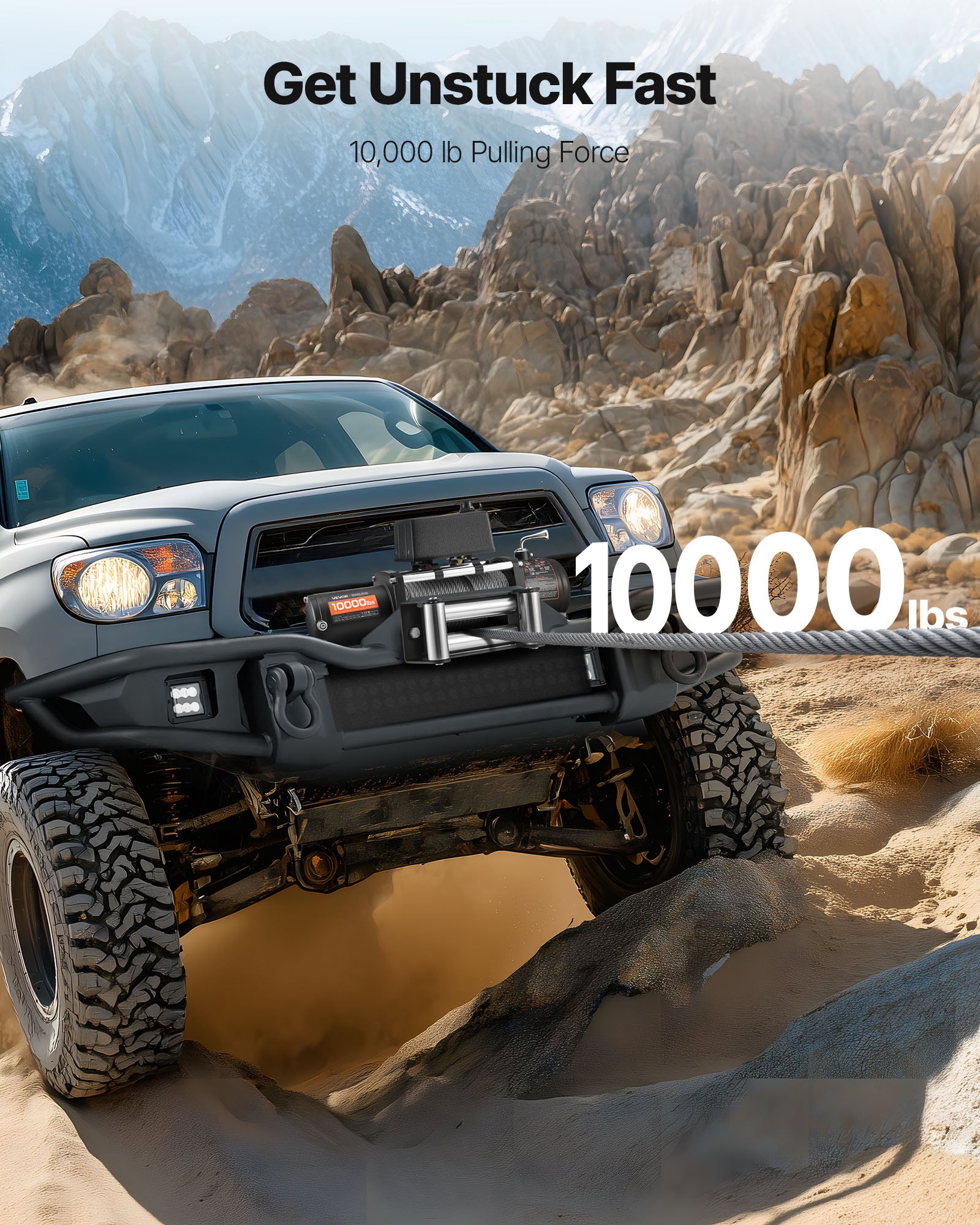 VEVOR Electric Winch, 10000 lbs Load Capacity, 12V DC Truck Winch with Φ21/64 in x 65 ft Steel Rope, Wireless & Wired Remote Control, IP55 Waterproof for Towing SUV Jeep Trailer Boat Off-Road Vehicle