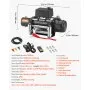VEVOR Electric Winch, 5400 kg Load Capacity, 12V DC Truck Winch with Φ9.1 mm x 26 m Steel Rope, Wireless & Wired Remote Control, Suitable for Towing SUV Jeep Trailer Boat Off-Road Vehicle