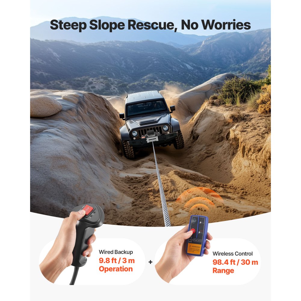 VEVOR Electric Winch, 13500 lbs Load Capacity, 12V DC Truck Winch with Φ3/8 in x 80 ft Steel Rope, Wireless & Wired Remote Control, IP55 Waterproof for Towing SUV Jeep Trailer Boat Off-Road Vehicle