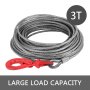 1/2" X 75' Winch Cable With Self Locking Swivel Hook 6600lbs Replacement Hoist