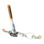 orange-handled VEVOR come along winch with dual hooks and cables for heavy-duty lifting tasks.