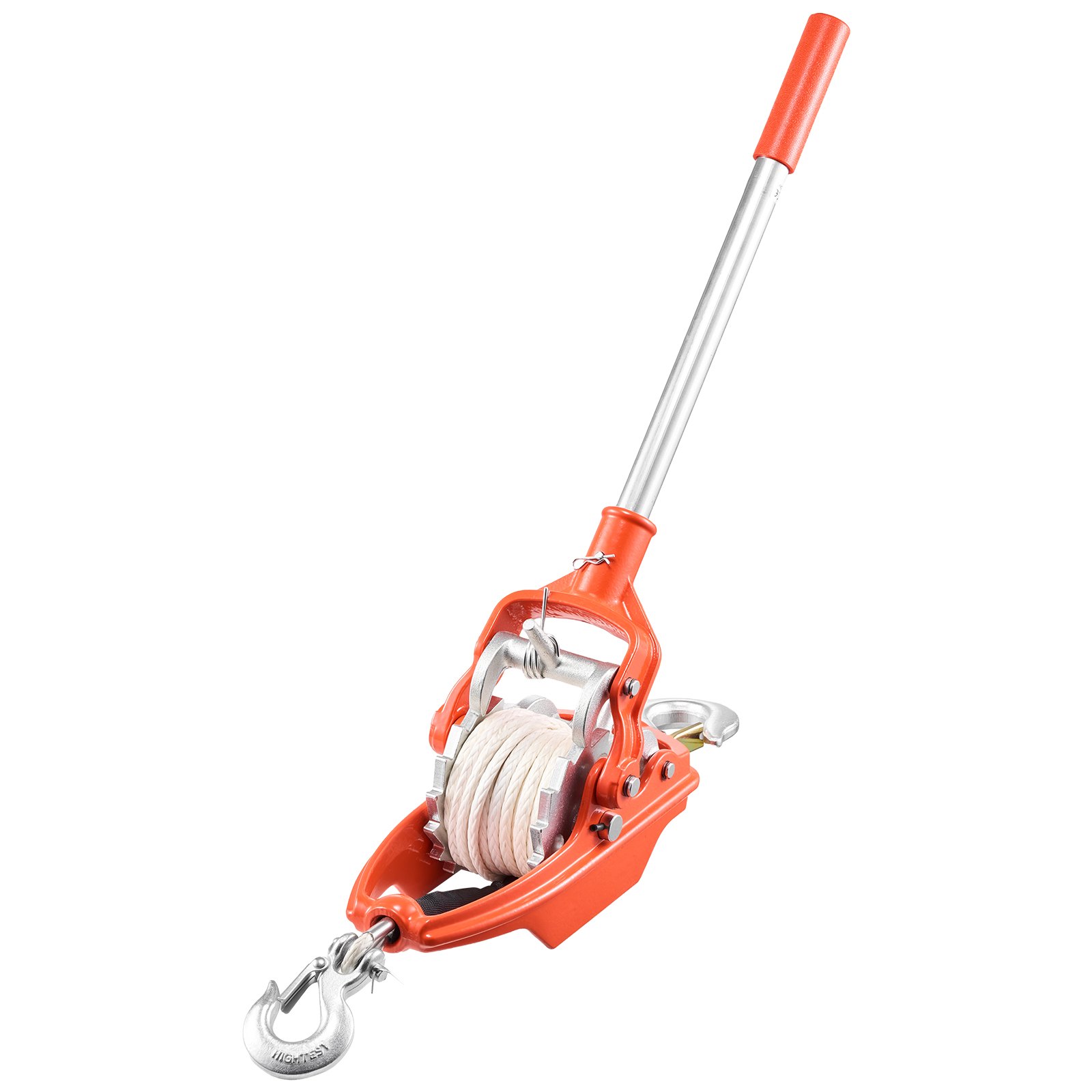 VEVOR Rope Puller, 3 Ton Pulling Capacity, Heavy Duty Ratchet Power Puller Tool with 10.7 m of 8 mm Diameter Rope and 2 Hooks, Come Along Winch for Tree Felling, Moving Boats, Road Recovery