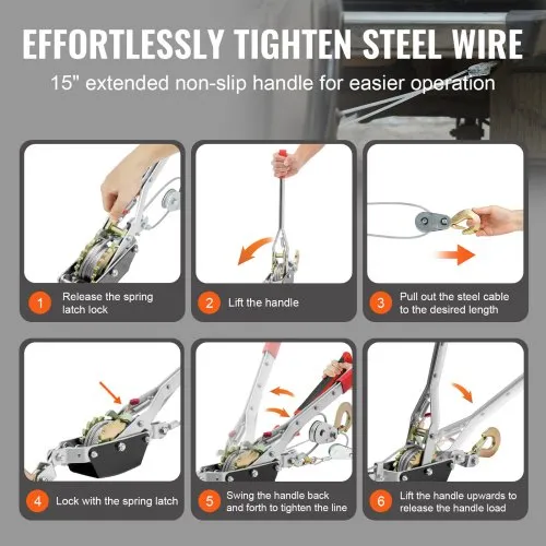 VEVOR Come Along Winch, 2 Ton 4,409 Lbs Pulling Togo