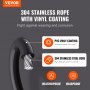 VEVOR Vinyl Coated Wire Rope Kit, 3/32 Cable Through 1/16 Diameter Stainless Steel, 7x7 Strands Construction with 189 Accessories for String Lights, Clothesline, Vine, 164 ft Black