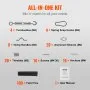 VEVOR Vinyl Coated Wire Rope Kit, 3/32 Cable Through 1/16 Diameter Stainless Steel, 7x7 Strands Construction with 189 Accessories for String Lights, Clothesline, Vine, 164 ft Black
