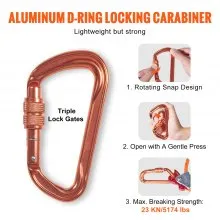 VEVOR Steel Core flipline, 1/2" x 12' Arborist Flipline, Flip Line para trepar árboles con gancho de acero de aleación, mosquetón de aleación de aluminio y cordón de herramientas adicional, para arborista, trepadores de árboles