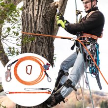VEVOR Steel Core flipline, 1/2" x 12' Arborist Flipline, Flip Line for Tree Climbing with Alloy Steel Snap Hook, Aluminum Alloy Carabiner and Extra Tool Lanyard, for Arborist, Tree Climbers