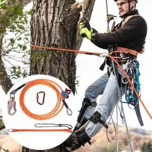 VEVOR Steel Core flipline, 1/2" x 12' Arborist Flipline, Flip Line para trepar árboles con gancho de acero de aleación, mosquetón de aleación de aluminio y cordón de herramientas adicional, para arborista, trepadores de árboles