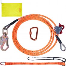 VEVOR Steel Core flipline, 1/2" x 12' Arborist Flipline, Flip Line para trepar árboles con gancho de acero de aleación, mosquetón de aleación de aluminio y cordón de herramientas adicional, para arborista, trepadores de árboles