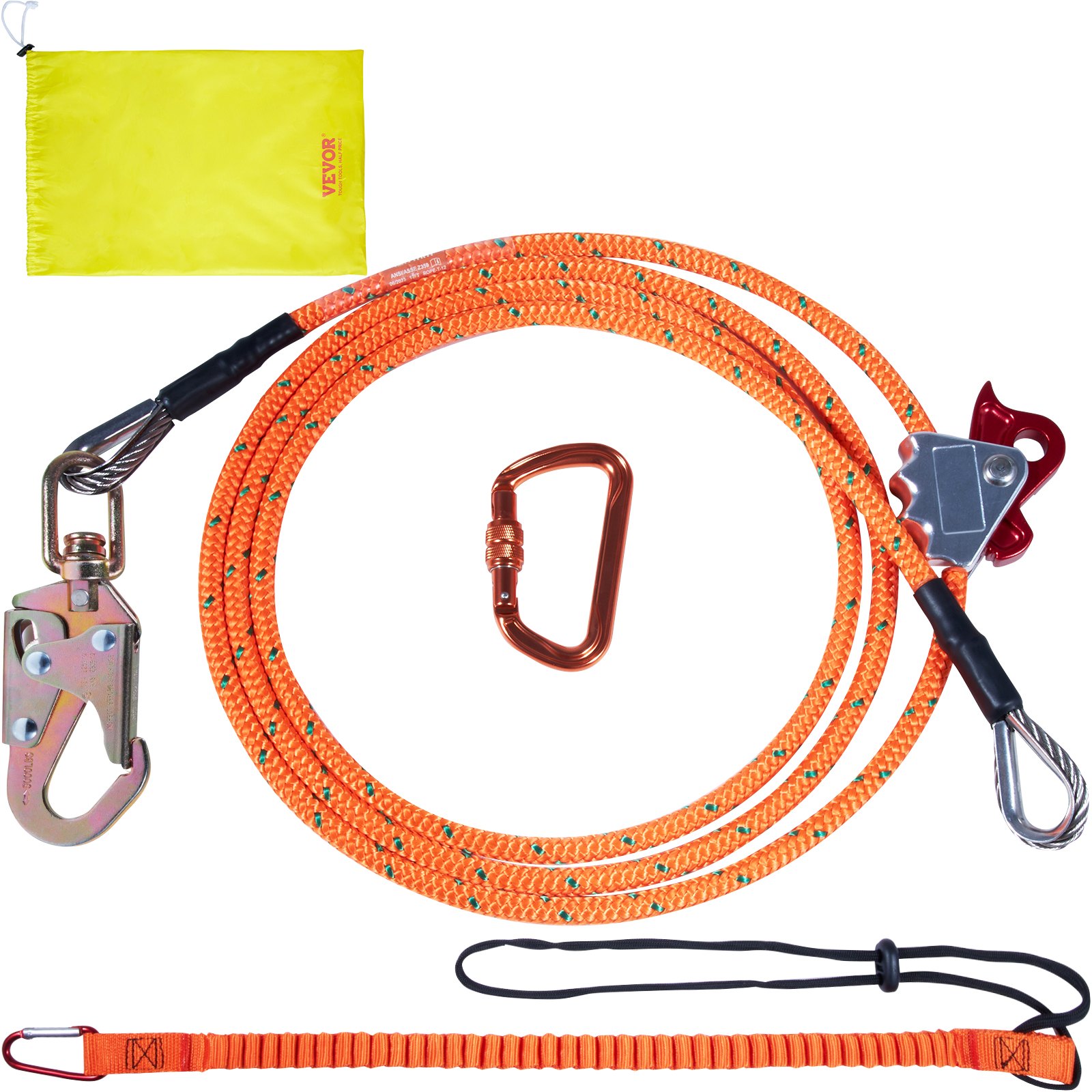 Sweiko Steel Core flipline, 1/2" x 8' Arborist Flipline, Flip Line for Tree Climbing with Alloy Steel Snap Hook, Aluminum Alloy Carabiner and Extra Tool Lanyard, for Arborist, Tree Climbers Sweiko Steel Core flipline, 1/2" x 8' Arborist Flipline, Flip Line for Tree Climbing with Alloy Steel Snap Hook, Aluminum Alloy Carabiner and Extra Tool Lanyard, for Arborist, Tree Climbers