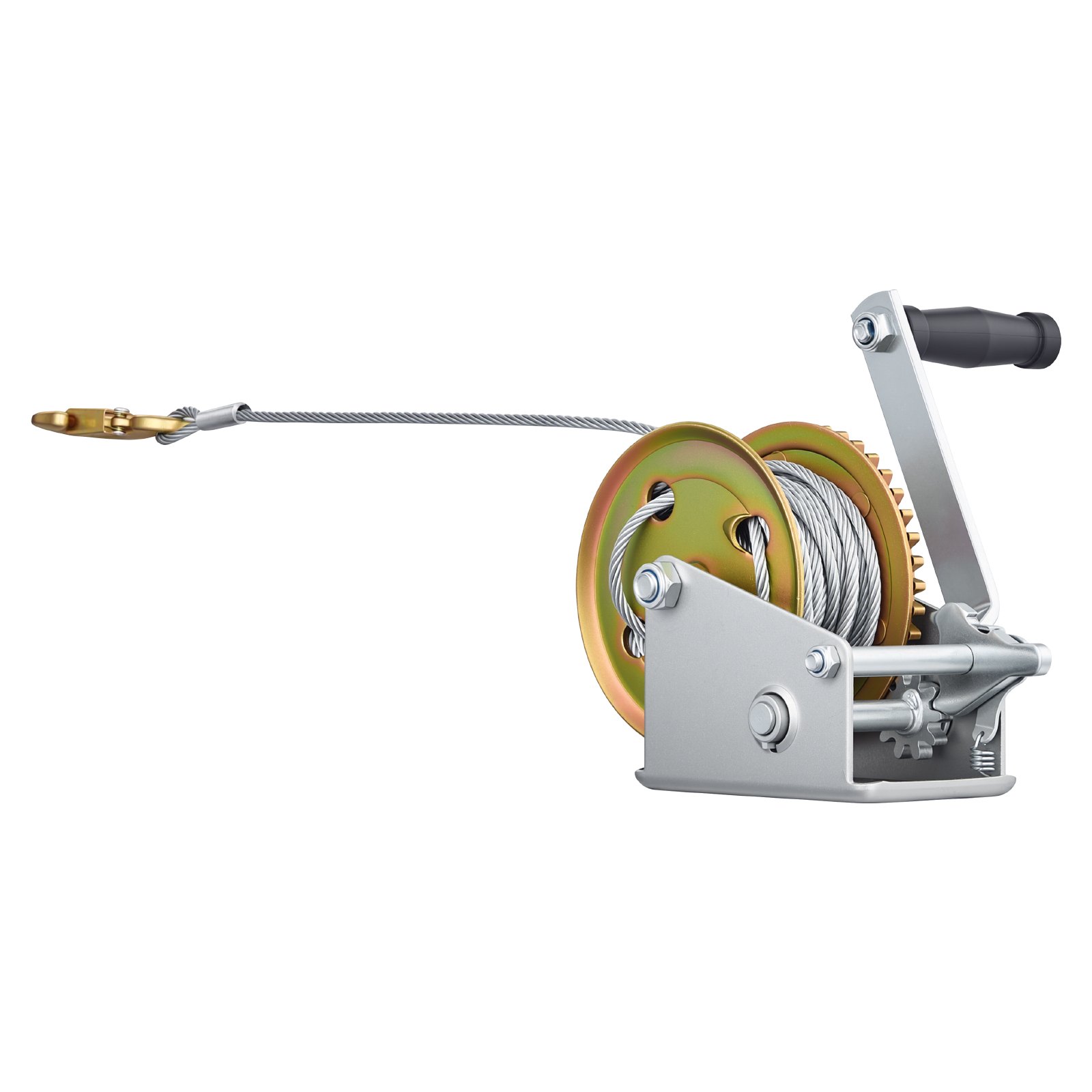 VEVOR Boat Winch, 726 kg Hand Winch, Heavy Duty Manual Rope Crank with 10m Steel Wire, Portable Two-Way Ratchet, Anti-Slip Handle, Easy Installation Gear for Boat Trailer ATV Towing