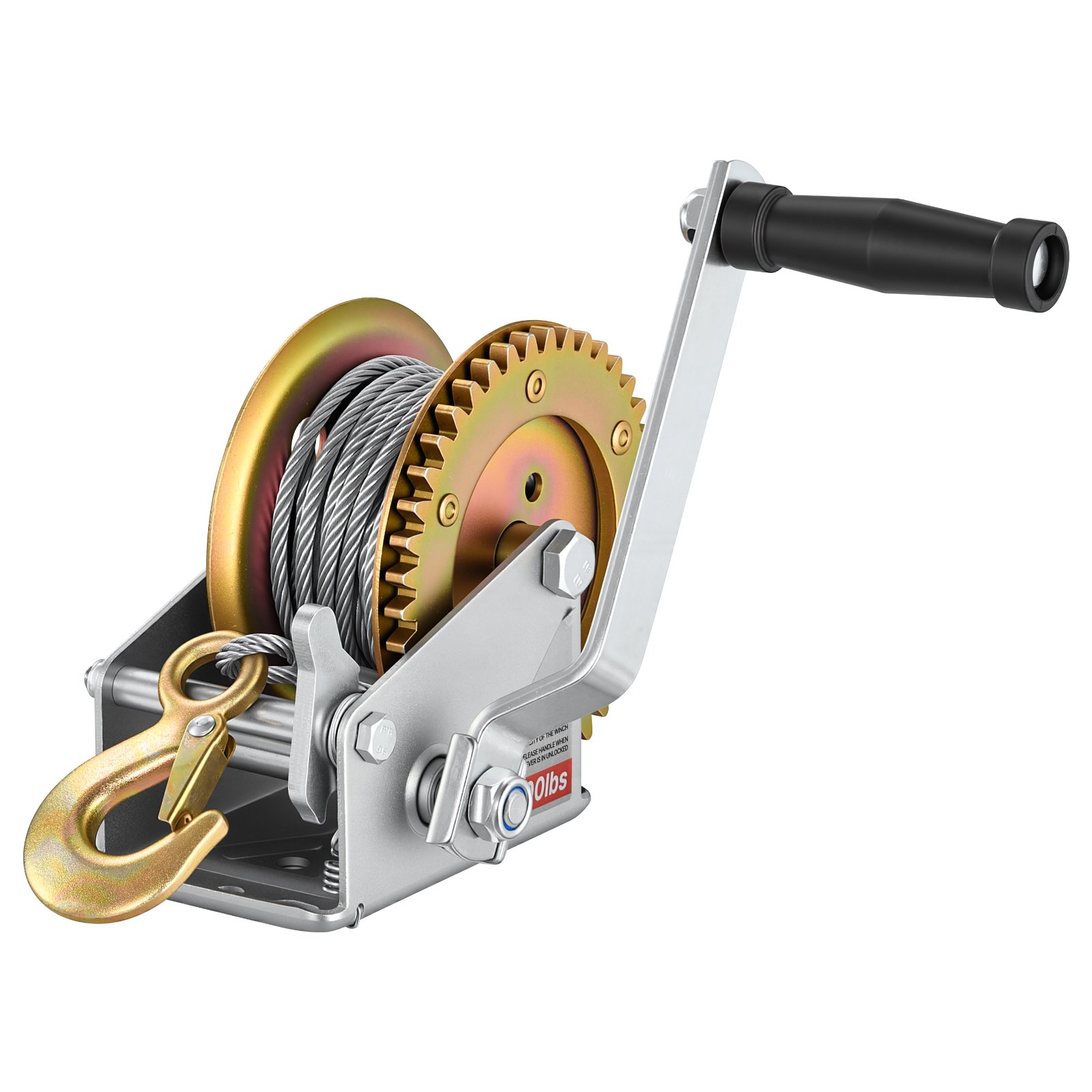 VEVOR Boat Winch, 726 kg Hand Winch, Heavy Duty Manual Rope Crank with 10m Steel Wire, Portable Two-Way Ratchet, Anti-Slip Handle, Easy Installation Gear for Boat Trailer ATV Towing