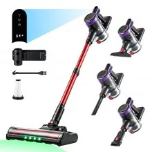 VEVOR Cordless Vacuum Cleaner 400W 40kPA Cordless Stick Vacuum Cleaner, For Home Hard Floor Carpet Pet Hair, 45-Min Runtime, Rechargeable, Lightweight Handheld, with LED Display, 4 Brush Heads