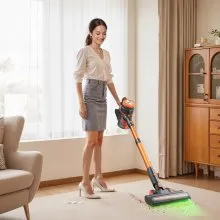 VEVOR Cordless Vacuum Cleaner, 40KPA Max Suction, Rechargeable Anti-Tangle Stick Vacuum with LED Display Screen, Lightweight Handheld Vac with 47mins Runtime for Home, Carpet, Pet Hair, Hard Floor