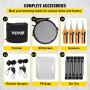 VEVOR dry trimmer kit includes trimmer, sifting screen, scissors, ratchet hangers, pe bags, and zip ties.