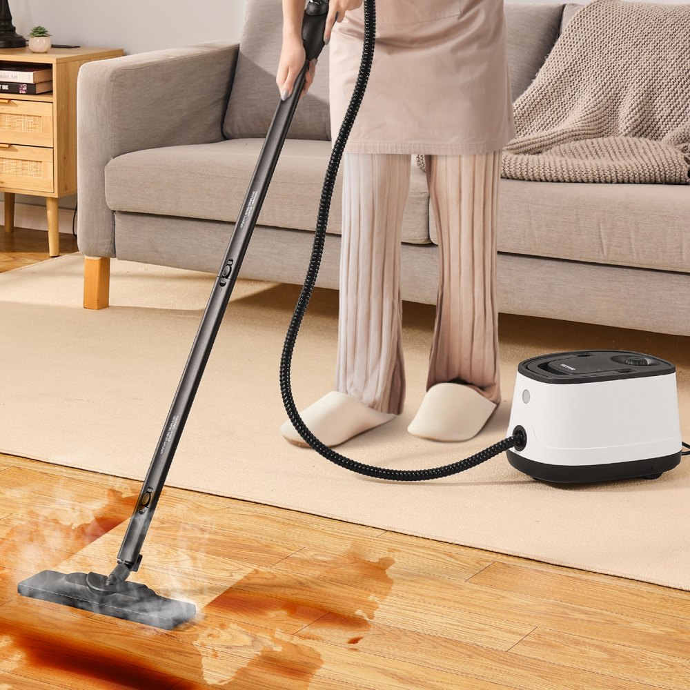 Limpiador a vapor VEVOR, potente vaporizador multiusos con 27 accesorios, cable de alimentación extralargo, tanque de 1,4 litros y mango portátil, para lechada, azulejos, pisos, electrodomésticos, hogar y automóvil.