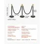 VEVOR Stanchion Post, 6 Pcs Crowd Control Barrier with 4 Black Velvet Ropes, 5 ft Stainless Steel Stanchion Post Queue with Sand Injection Hollow Base for Theater, Party, Wedding, Exhibition, Black