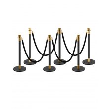 VEVOR 6 Pcs Stanchion Post with 4 Black Velvet Ropes Sand Injection Hollow Base