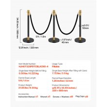 VEVOR Stanchions and Velvet Ropes, 6 Pcs Crowd Control Barriers with 4 Black Velvet Ropes, Stainless Steel Stanchion Post Queue with Sand Injection Hollow Base for Theater, Wedding, Party Supplies