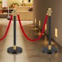 VEVOR Stanchion Post, 6 Pcs Crowd Control Barrier with 4 Red Velvet Ropes, 5 ft Stainless Steel Black Stanchion Post Queue with Sand Injection Hollow Base for Theater, Party, Wedding, Exhibition