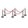 VEVOR Stanchion Post, 6 Pcs Crowd Control Barrier with 4 Red Velvet Ropes, 5 ft Stainless Steel Black Stanchion Post Queue with Sand Injection Hollow Base for Theater, Party, Wedding, Exhibition