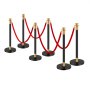 VEVOR Stanchion Post, 6 Pcs Crowd Control Barrier with 4 Red Velvet Ropes, 5 ft Stainless Steel Black Stanchion Post Queue with Sand Injection Hollow Base for Theater, Party, Wedding, Exhibition