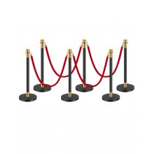 VEVOR 6 Pcs Stanchion Post with 4 Red Velvet Ropes & Sand Injection Hollow Base