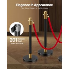 VEVOR Stanchions and Velvet Ropes, 6 Pcs Crowd Control Barriers with 4 Red Velvet Ropes, Stainless Steel Stanchion Post Queue with Sand Injection Hollow Base for Theater, Wedding, Party Supplies