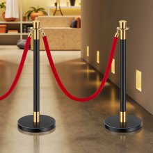 VEVOR Stanchions and Velvet Ropes, 6 Pcs Crowd Control Barriers with 4 Red Velvet Ropes, Stainless Steel Stanchion Post Queue with Sand Injection Hollow Base for Theater, Wedding, Party Supplies