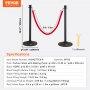 VEVOR stanchion posts with red velvet rope, carbon steel poles, hdpe base, and included wrench.