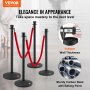 VEVOR stanchion posts with red ropes, 0.8mm thickness, sturdy carbon steel, elegant appearance.