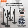 VEVOR Stanchion Post with Velvet Rope, 6-Pack Crowd Control Stanchion with 6PCS 5FT Black Velvet Ropes, Carbon Steel Baking Painted Queue Barrier Line Divider & Fillable Plastic Base for Wedding Party