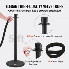 VEVOR Crowd Control Stanchion Posts 6-Pack & 6PCS 5FT Velvet Ropes Fillable Base