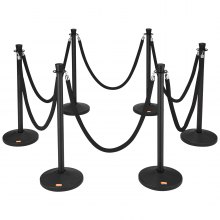 VEVOR Crowd Control Stanchion Posts 6-Pack & 6PCS 5FT Velvet Ropes Fillable Base